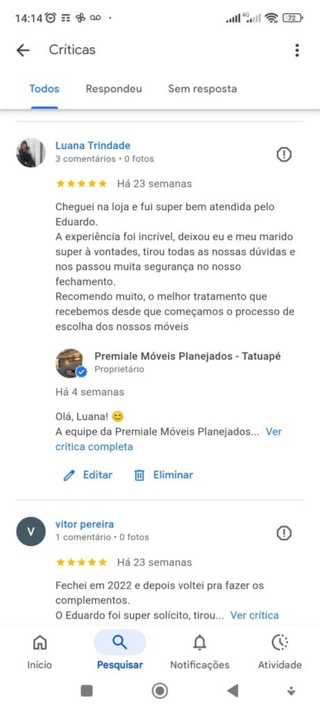 depoimento Premale moveis planejados google tatuapé